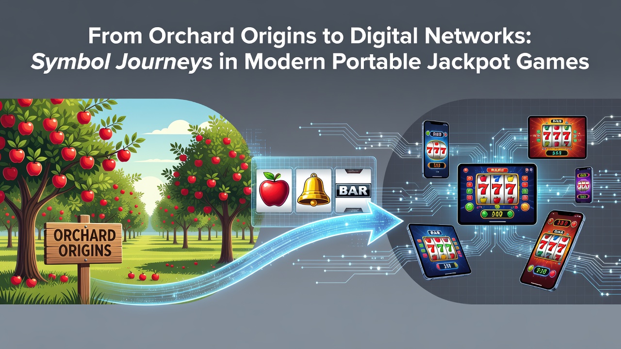 Mobile screen displaying interconnected jackpot symbols linking vintage fruit icons to tiered digital prize networks