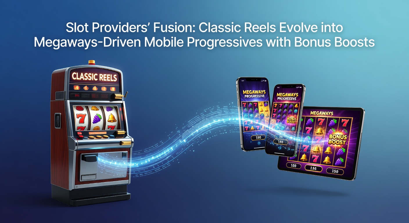Classic three-reel slot machine morphing into a dynamic Megaways grid with cascading symbols and progressive jackpot counters
